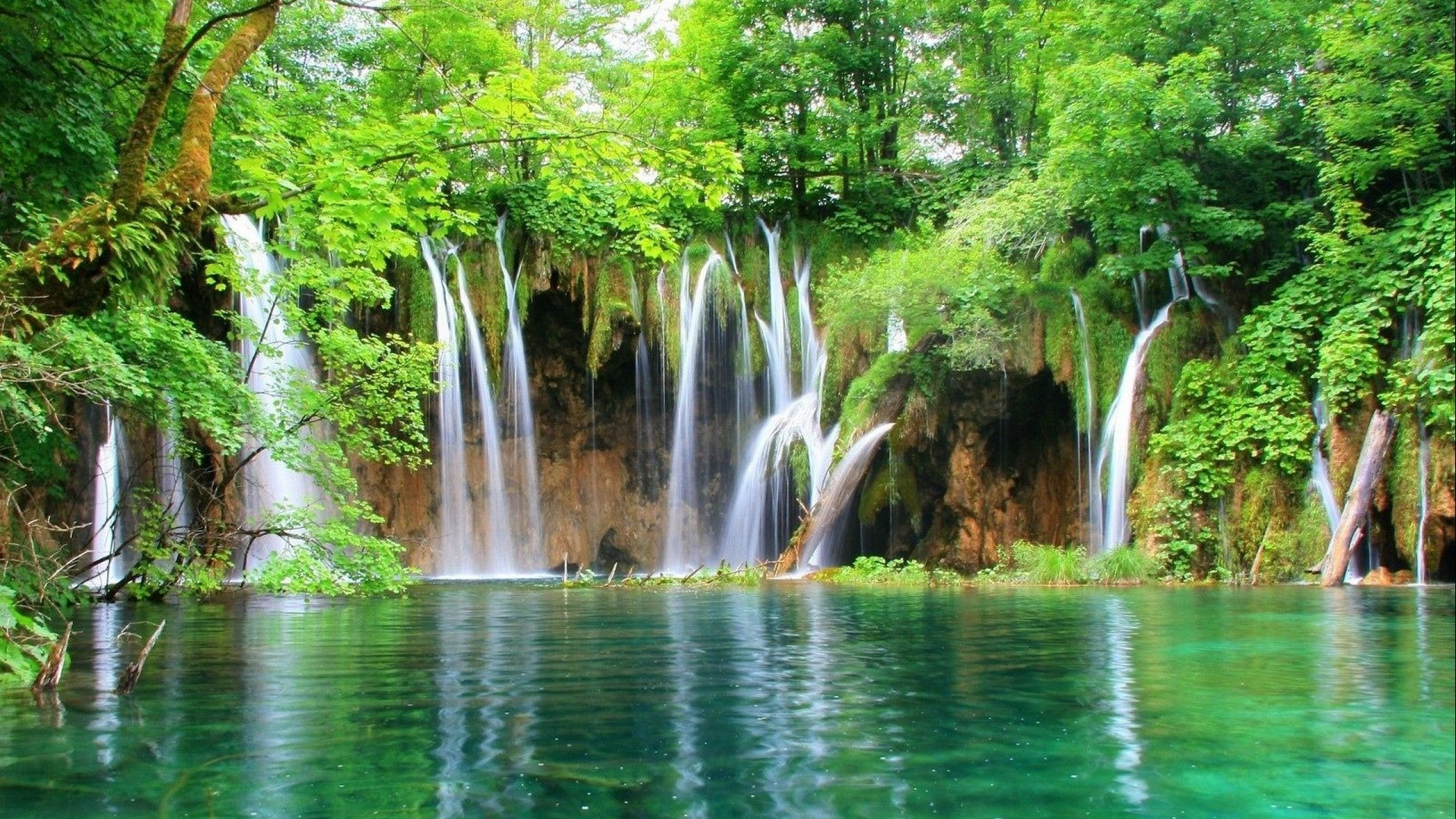 Обои национальный парк плитвицкие озера, водопад, водоем, гидроресурсы, природа в разрешении 1920x1080