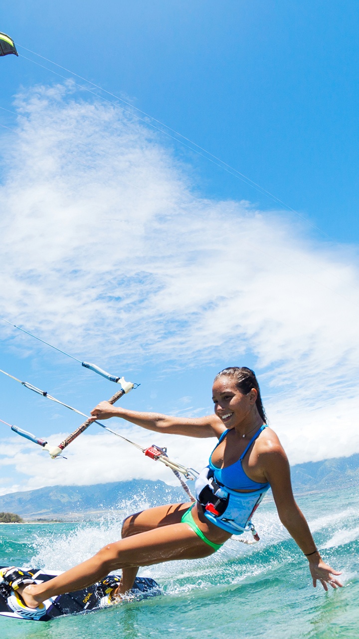 Обои Кайтсерфинг, занятие спортом, boardsport, поверхностные водные виды спорта, кайт спорта в разрешении 720x1280