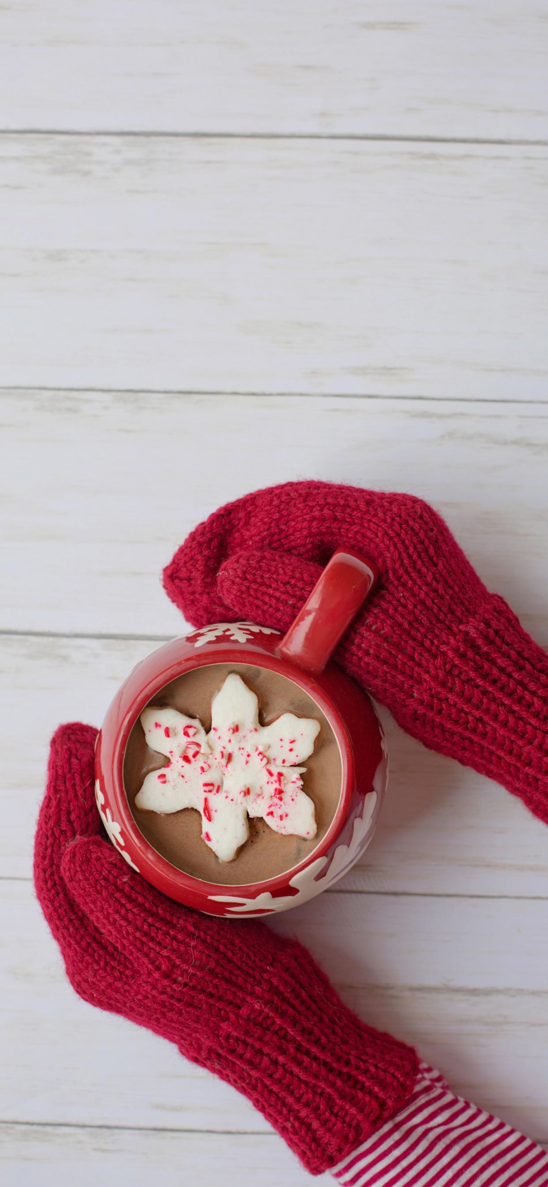 Обои варежки горячее какао, горячий шоколад, шоколад, конфета, ткань в разрешении 1125x2436