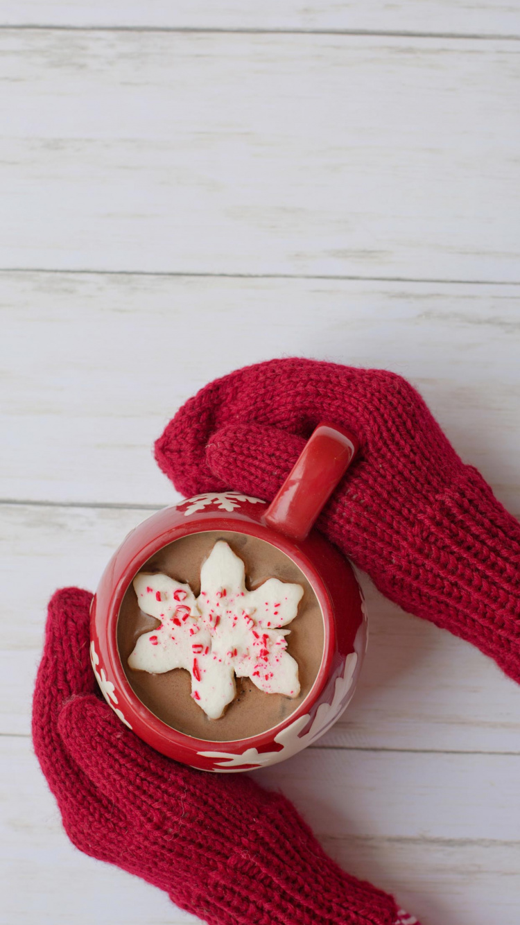 Обои варежки горячее какао, горячий шоколад, шоколад, конфета, ткань в разрешении 750x1334