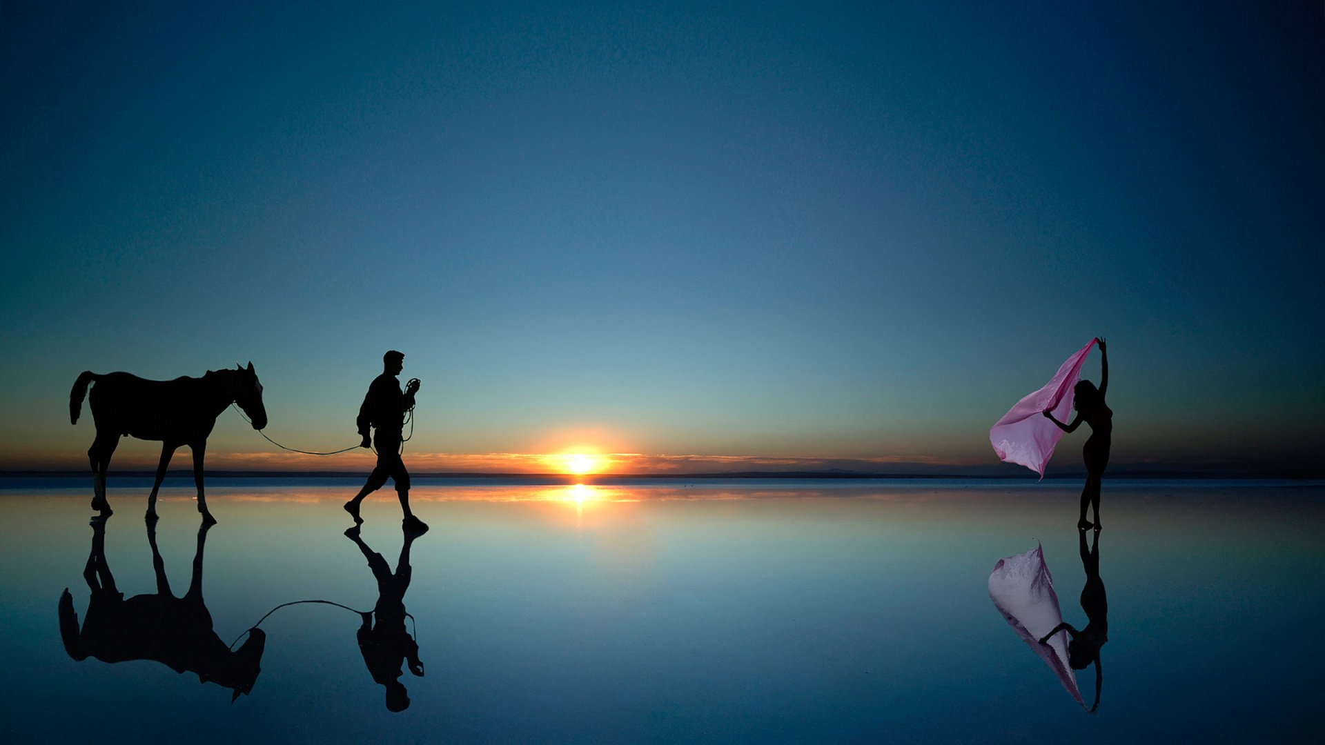 Обои ZTE, ZTE Axon M, вода, конь, отражение в разрешении 1920x1080