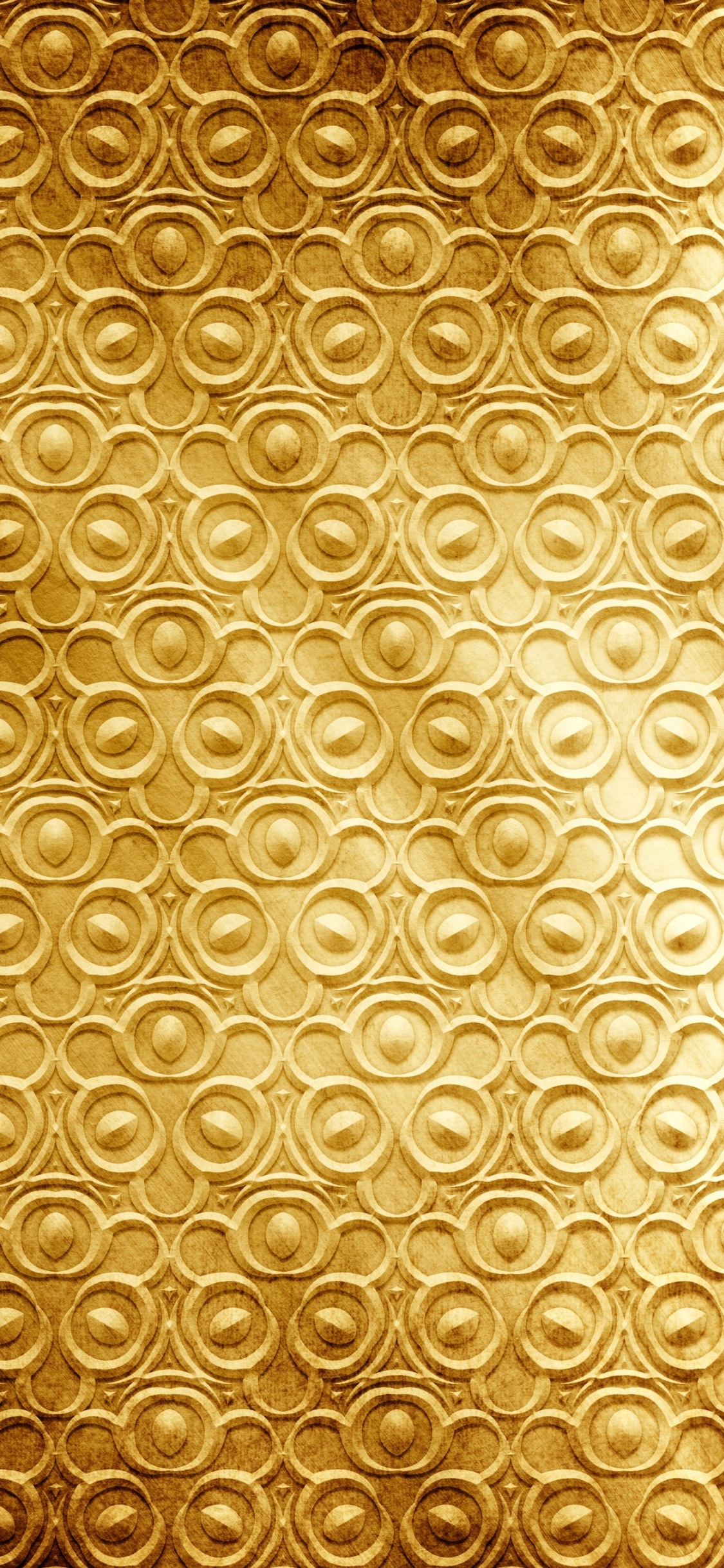 Обои золото, узор, желтый, металл, сусальное золото в разрешении 1125x2436
