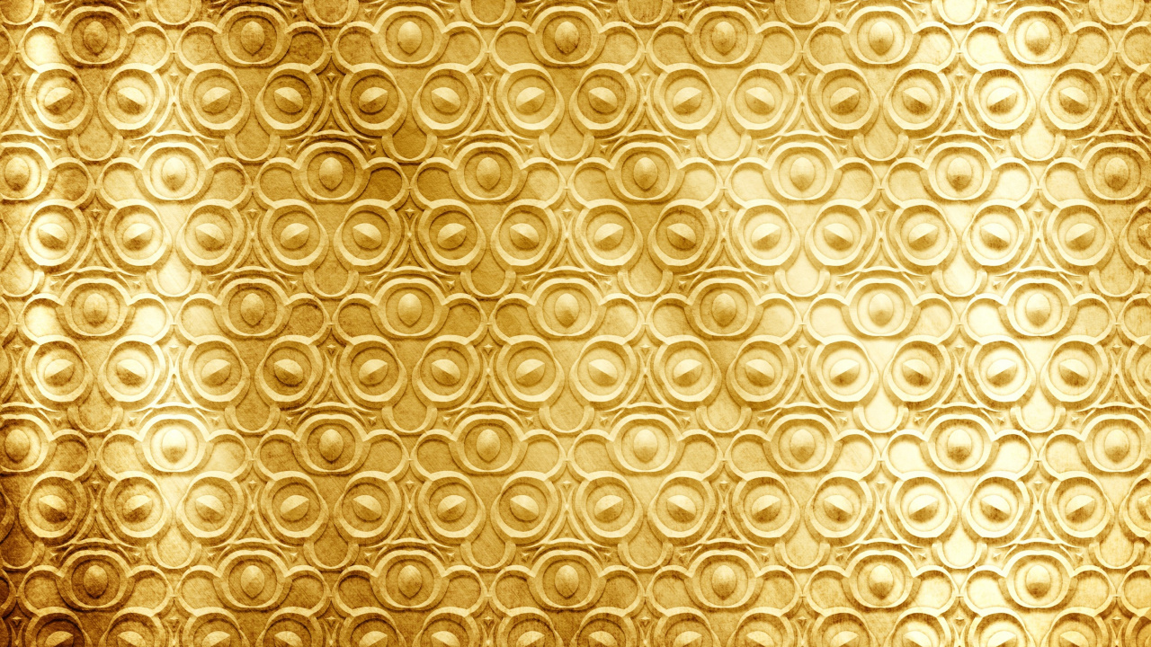 Обои золото, узор, желтый, металл, сусальное золото в разрешении 1280x720