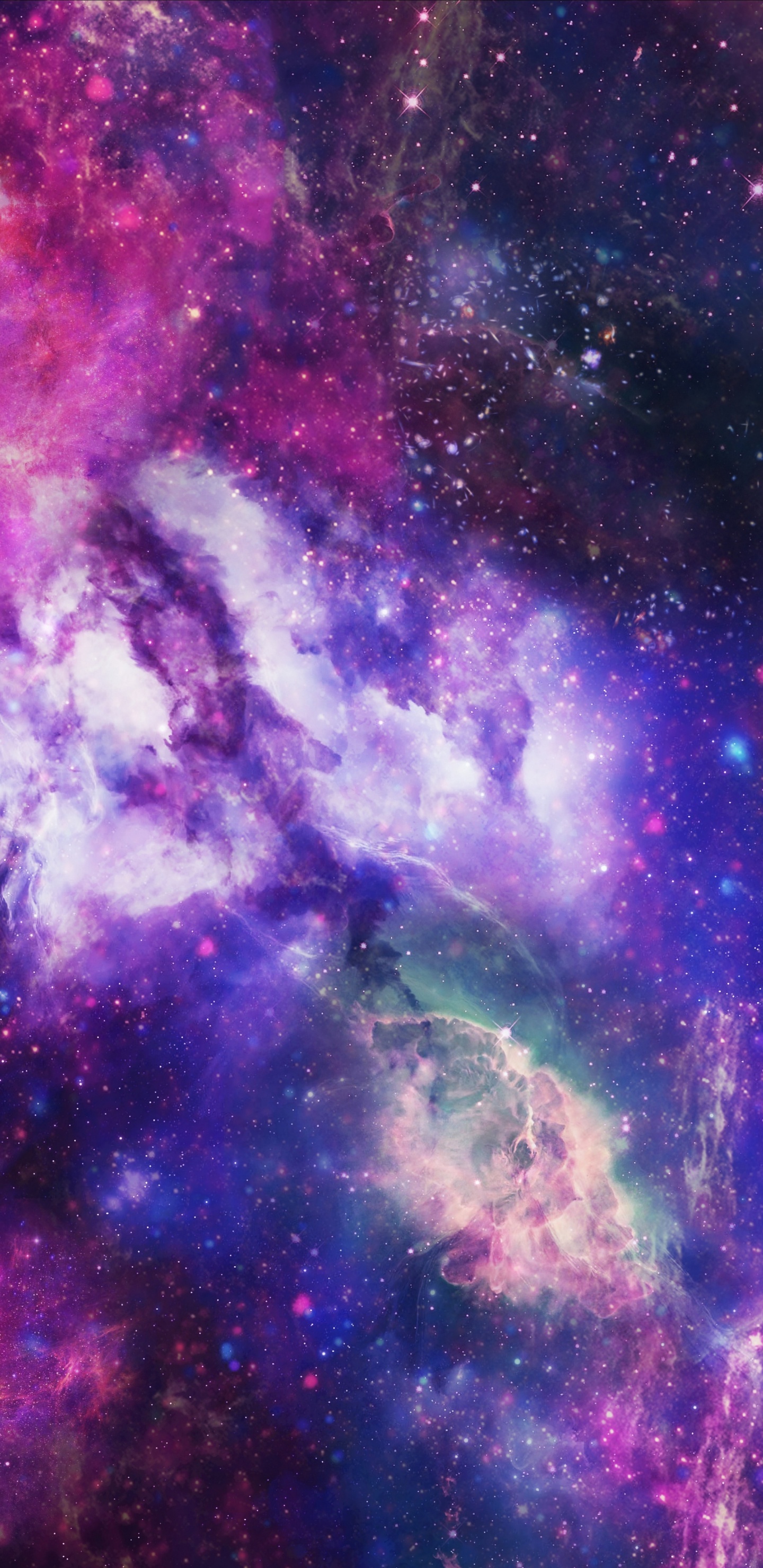Обои туманность, Галактика, космическое пространство, пурпур, астрономический объект в разрешении 1440x2960