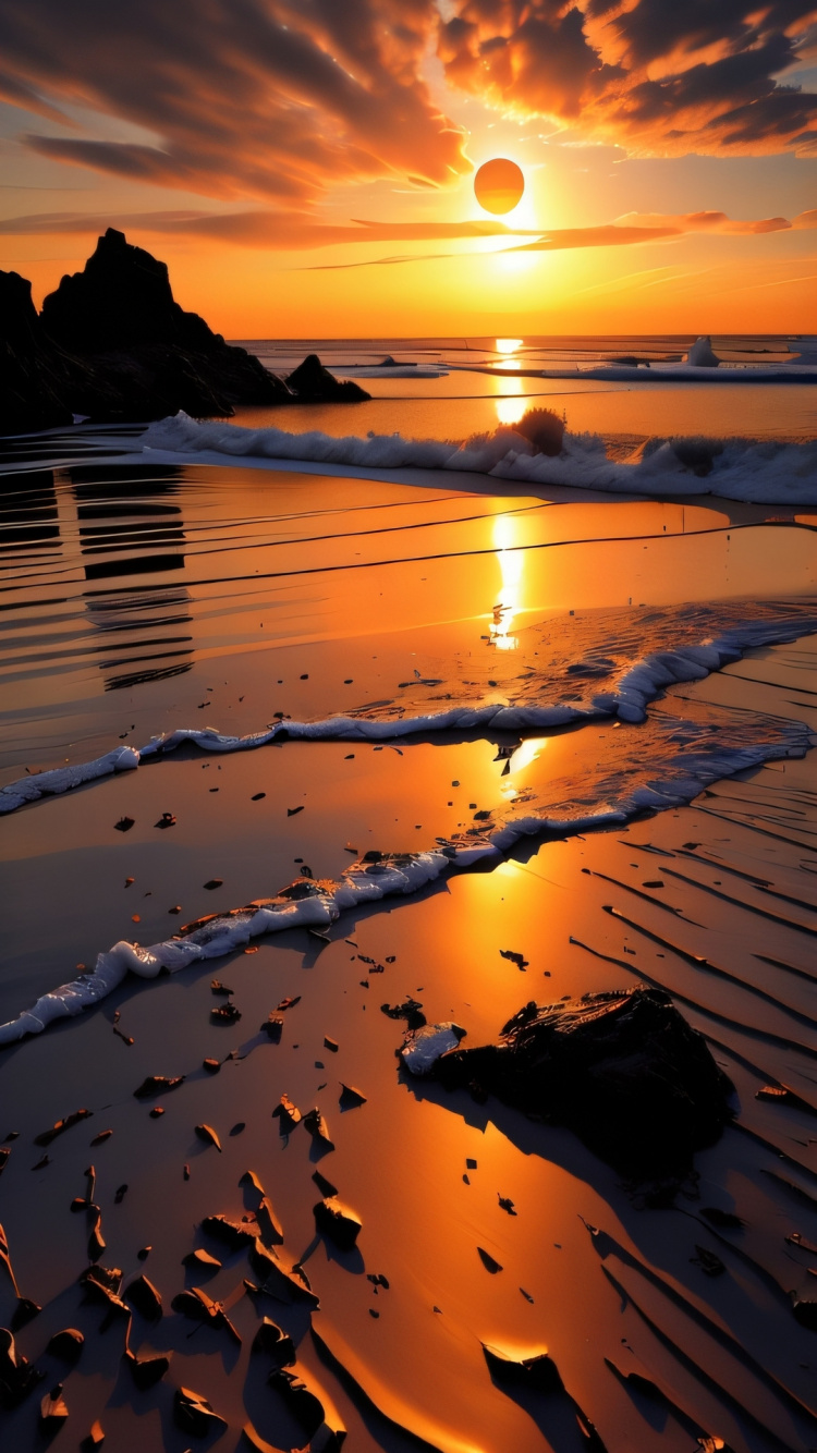 Обои закат, природа, сумрак, вода, облако в разрешении 750x1334