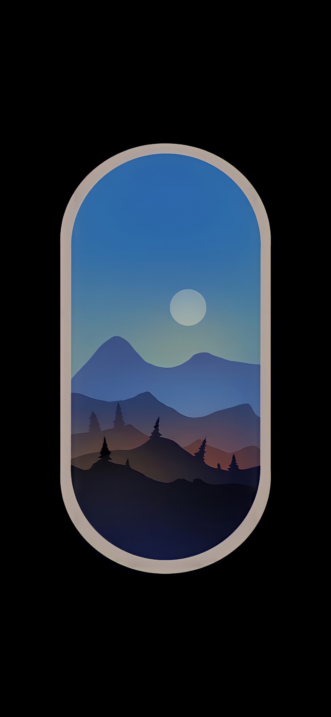 Обои отражение, астрономический объект, сумрак, луна, вечер в разрешении 1125x2436