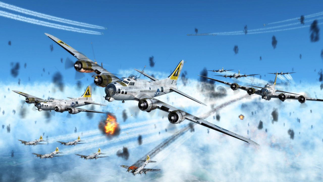 Обои Боинг б-17 летающая крепость, военный самолет, самолет, самолеты, воздушные силы в разрешении 1280x720