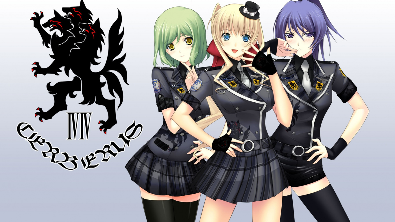 Обои Манга, форма, визуальный роман, каштановые волосы, униформа в разрешении 1366x768