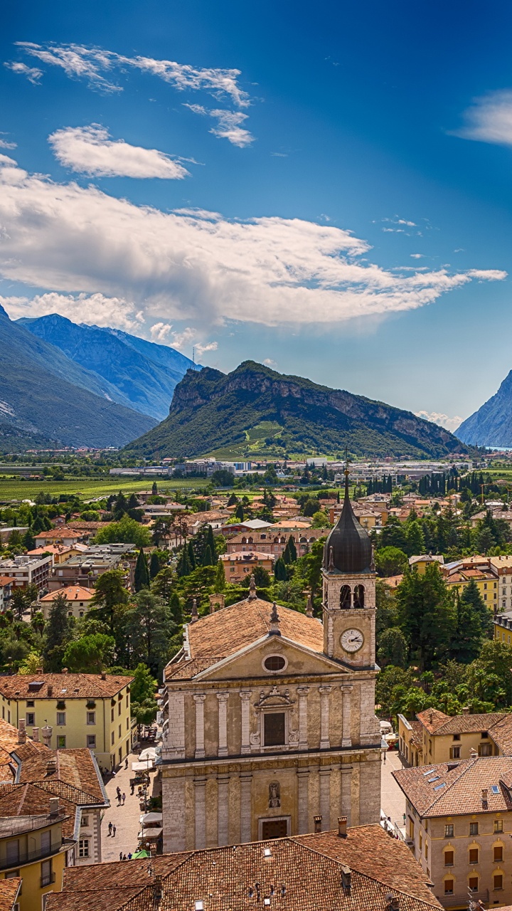 Обои Арко, озеро Гарда, город, горный рельеф, гора в разрешении 720x1280