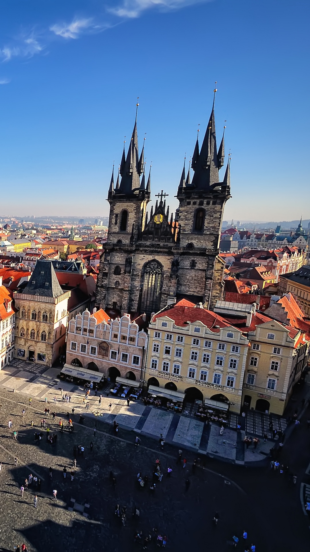 Обои староместская площадь, пражские астрономические часы, ориентир, городской район, город в разрешении 1080x1920