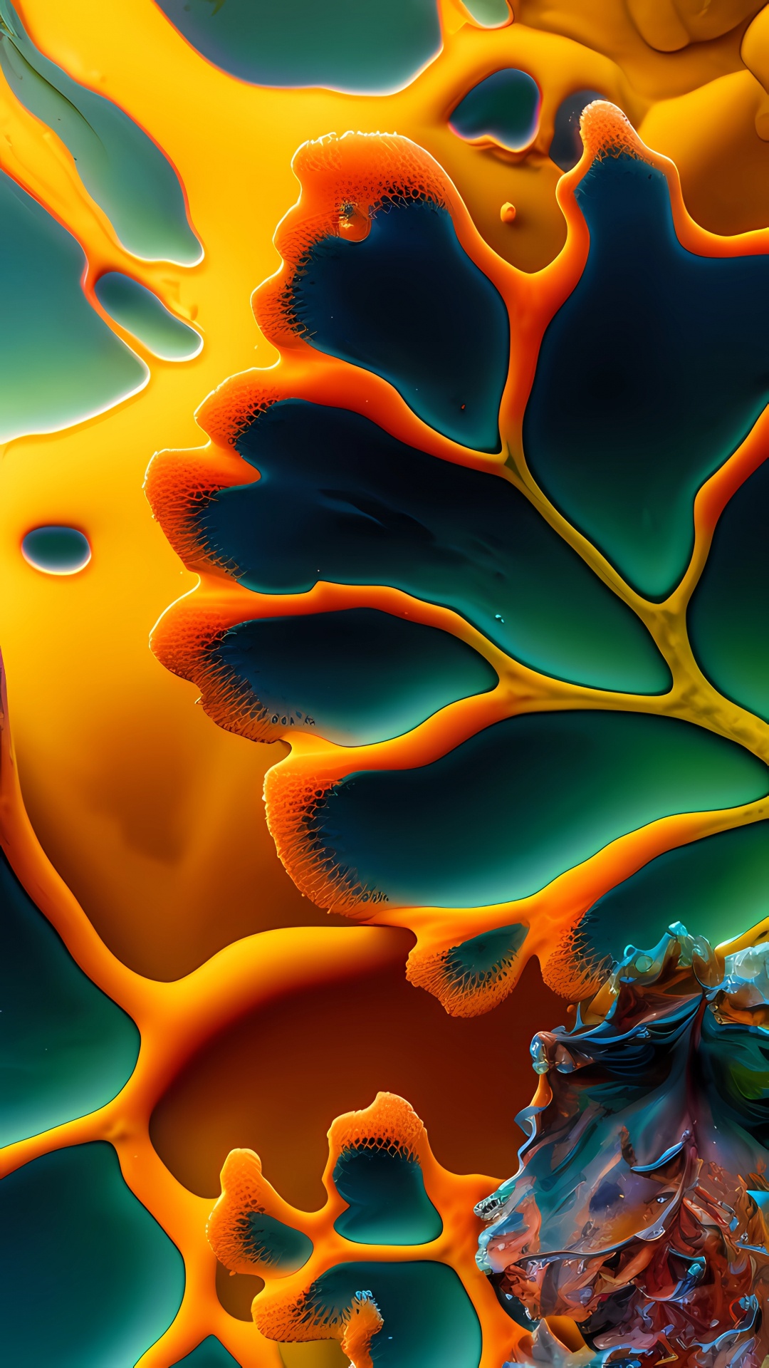 Обои фрактальное искусство, телефон, свет, зеленый, природа в разрешении 1080x1920