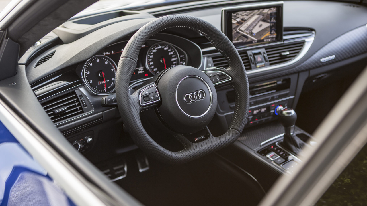 Обои audi, авто, представительский автомобиль, рулевое колесо, audi rs 6 в разрешении 1280x720