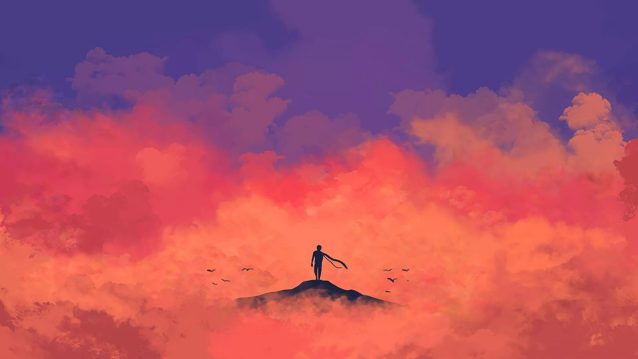 Обои минимализм, аниме, облако, атмосфера, Апельсин в разрешении 1280x720