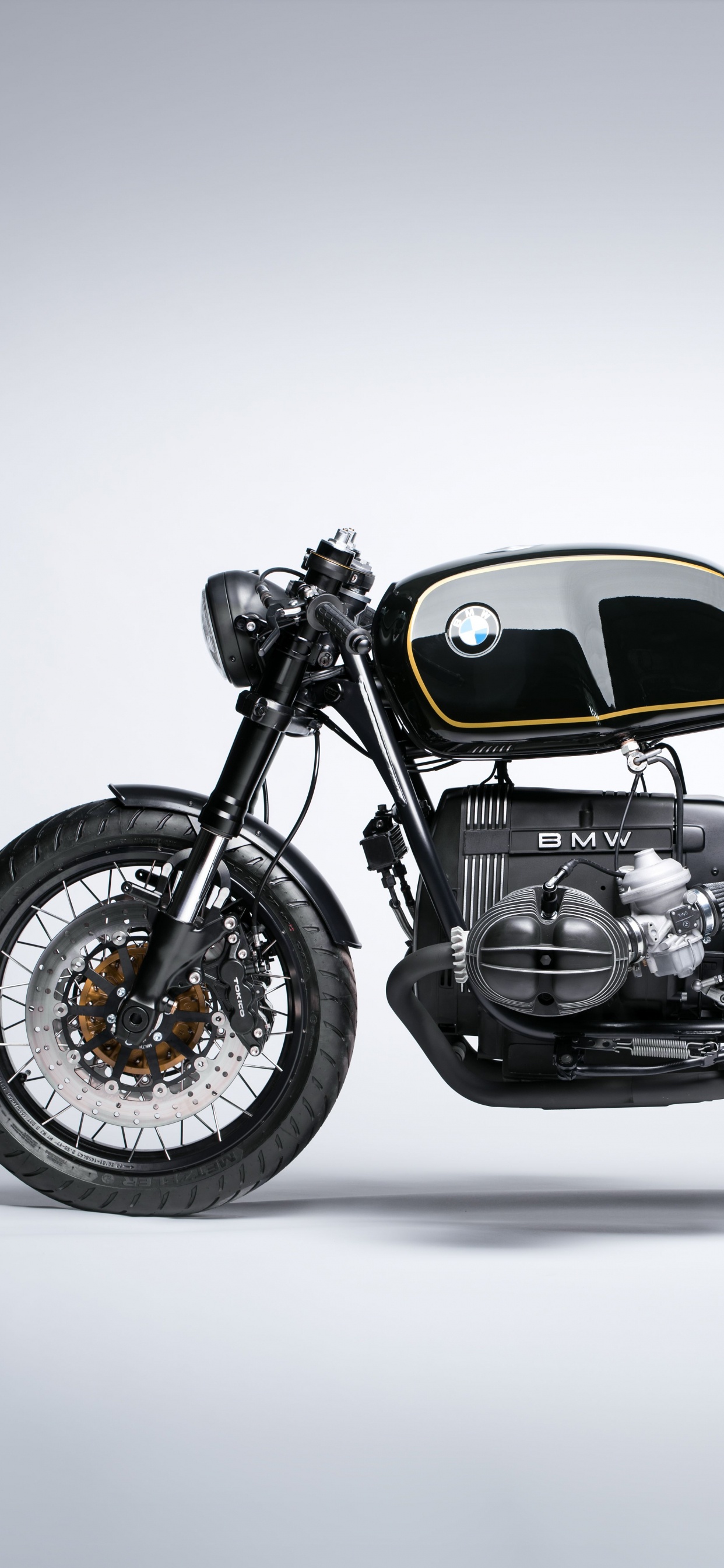 Обои Байерише Моторен Верке АГ, мотоцикл, Кафе рейсер, БМВ Р100, кастомный мотоцикл в разрешении 1242x2688