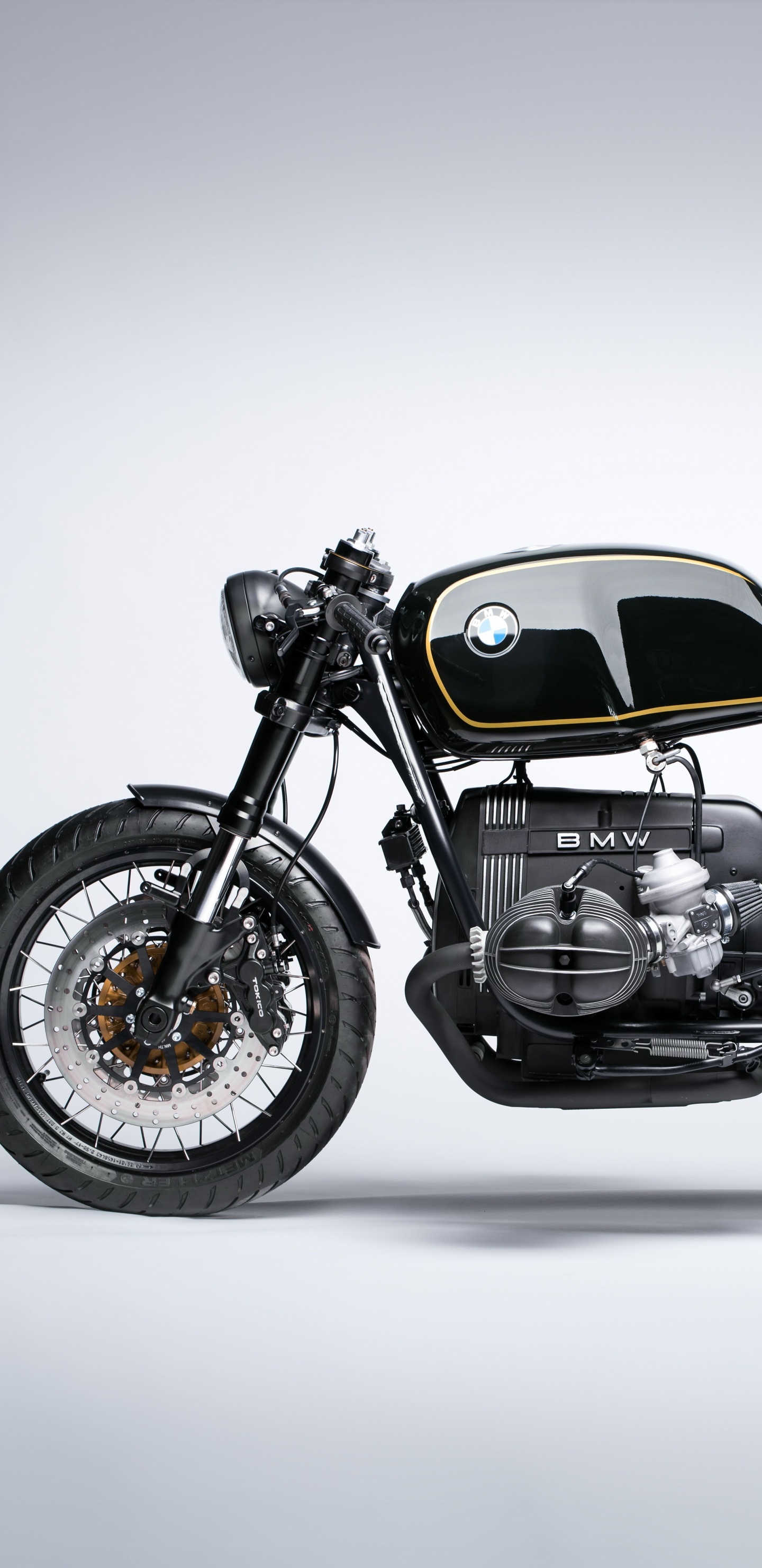 Обои Байерише Моторен Верке АГ, мотоцикл, Кафе рейсер, БМВ Р100, кастомный мотоцикл в разрешении 1440x2960