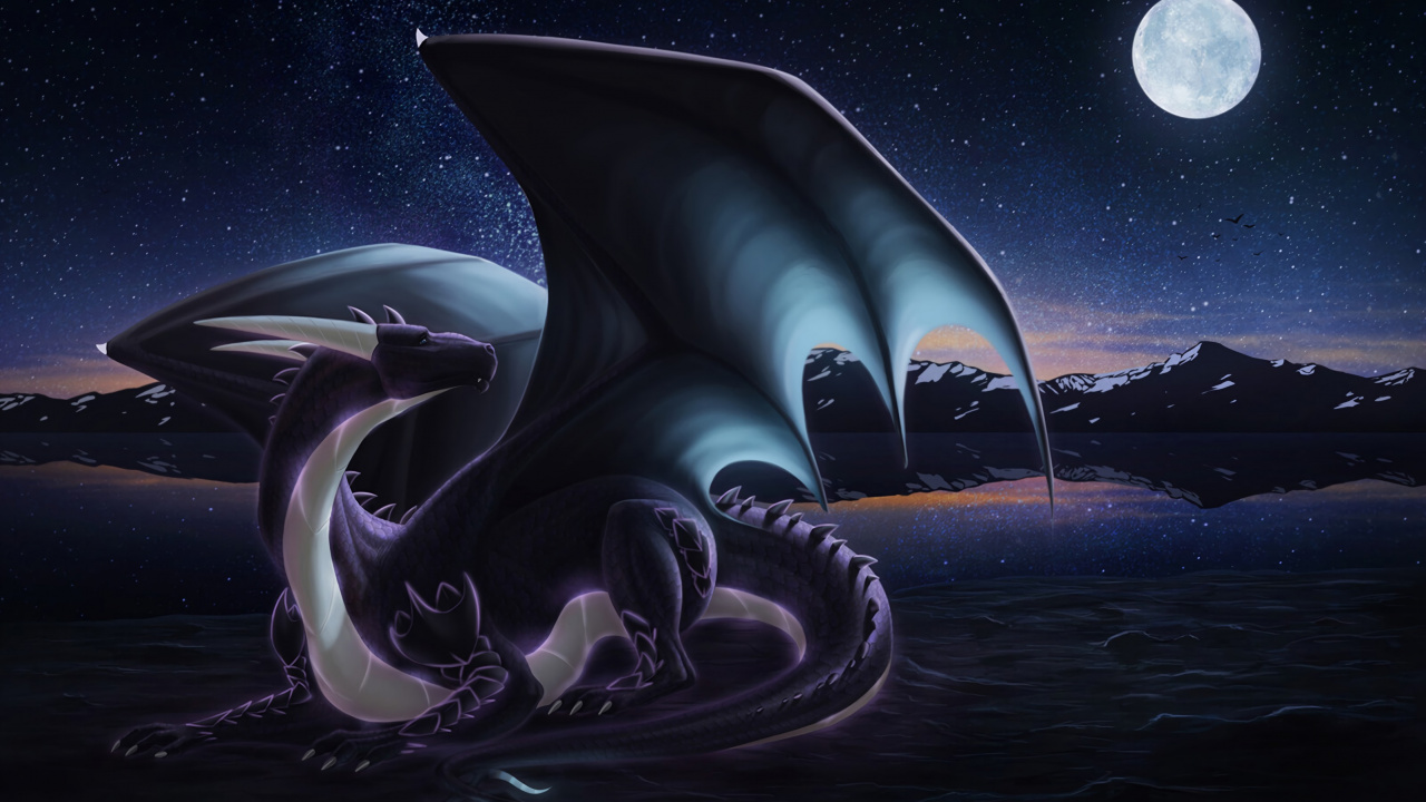 Обои дракон, космос, иллюстрация, графический дизайн, астрономический объект в разрешении 1280x720