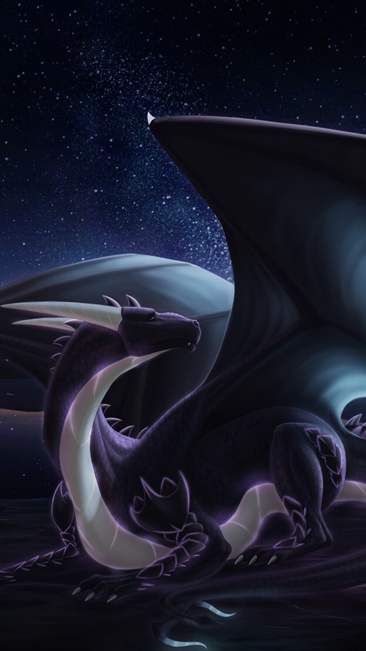 Обои дракон, космос, иллюстрация, графический дизайн, астрономический объект в разрешении 750x1334