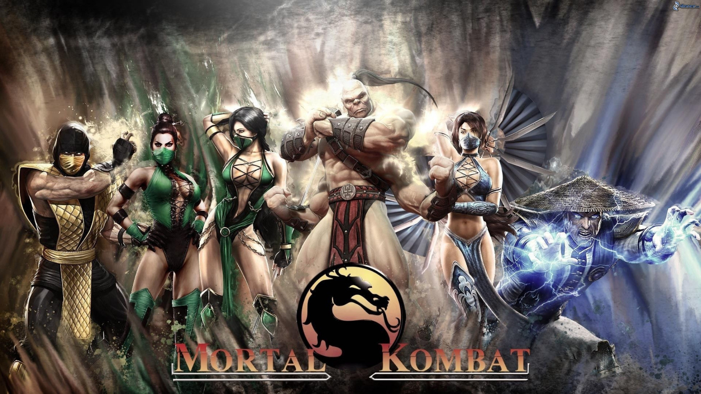 Обои mortal kombat x, мортал комбат, Скорпион, китана, игры в разрешении 1366x768