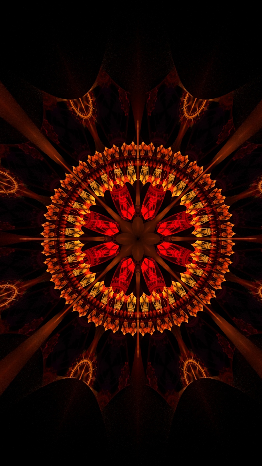 Обои темнота, круг, симметрия, графика, фрактальное искусство в разрешении 1080x1920