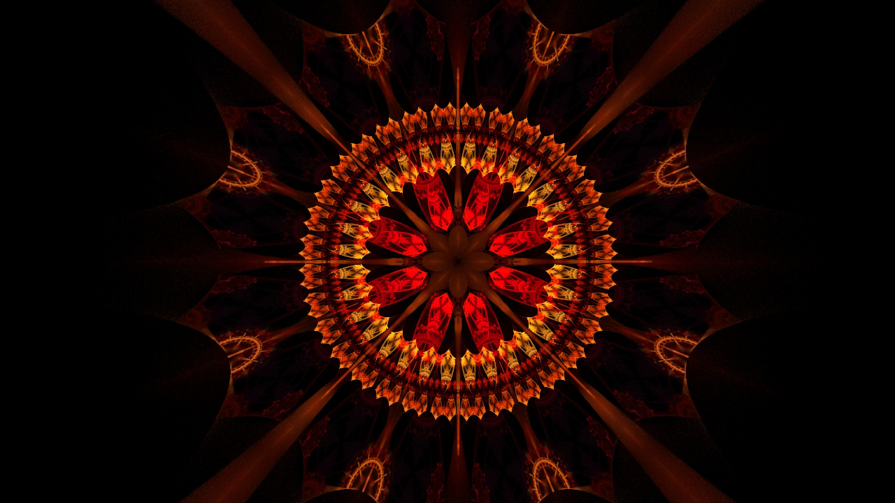 Обои темнота, круг, симметрия, графика, фрактальное искусство в разрешении 1280x720