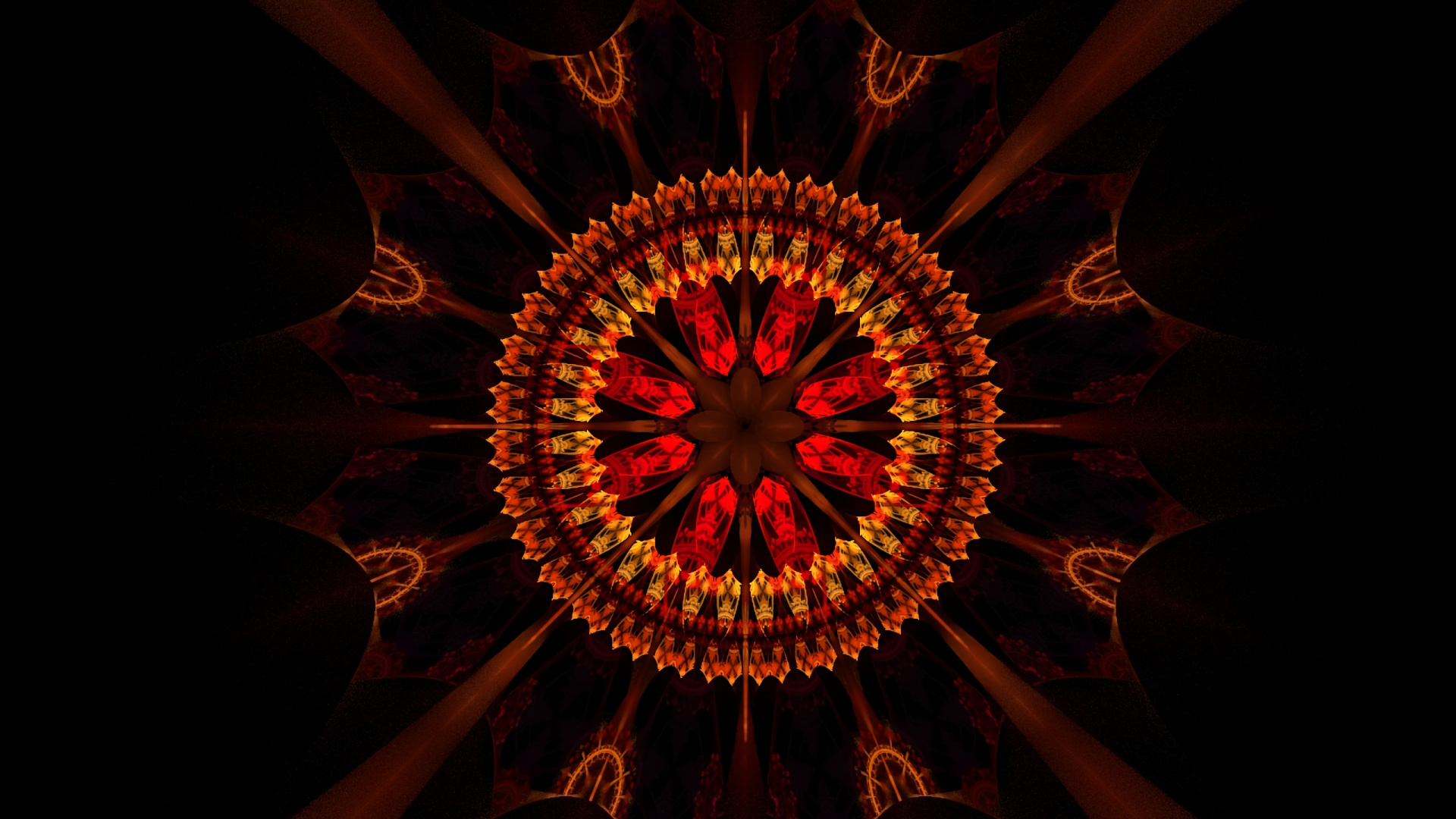 Обои темнота, круг, симметрия, графика, фрактальное искусство в разрешении 1920x1080