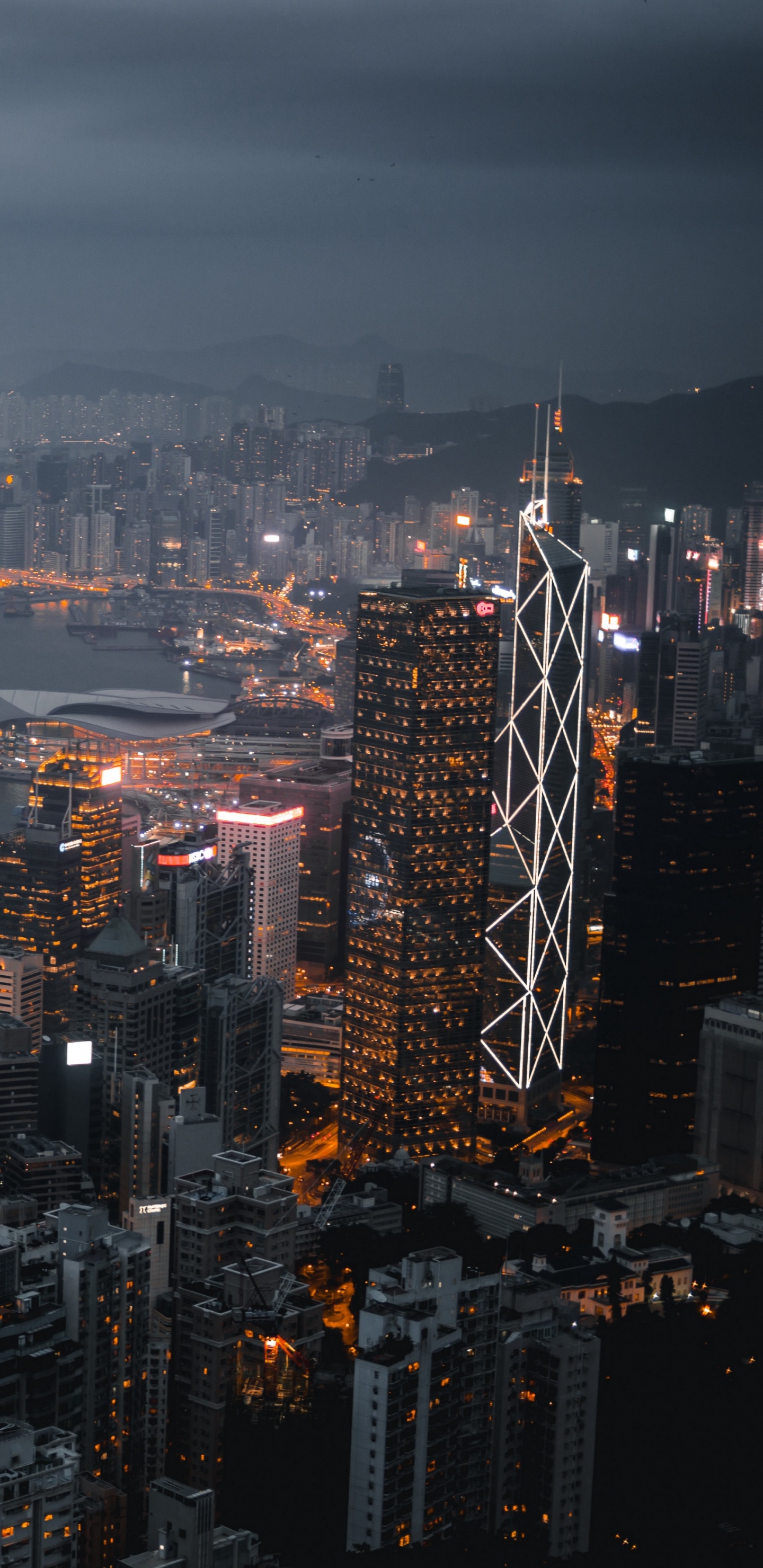 Обои городской пейзаж, город, метрополия, городской район, линия горизонта в разрешении 1440x2960