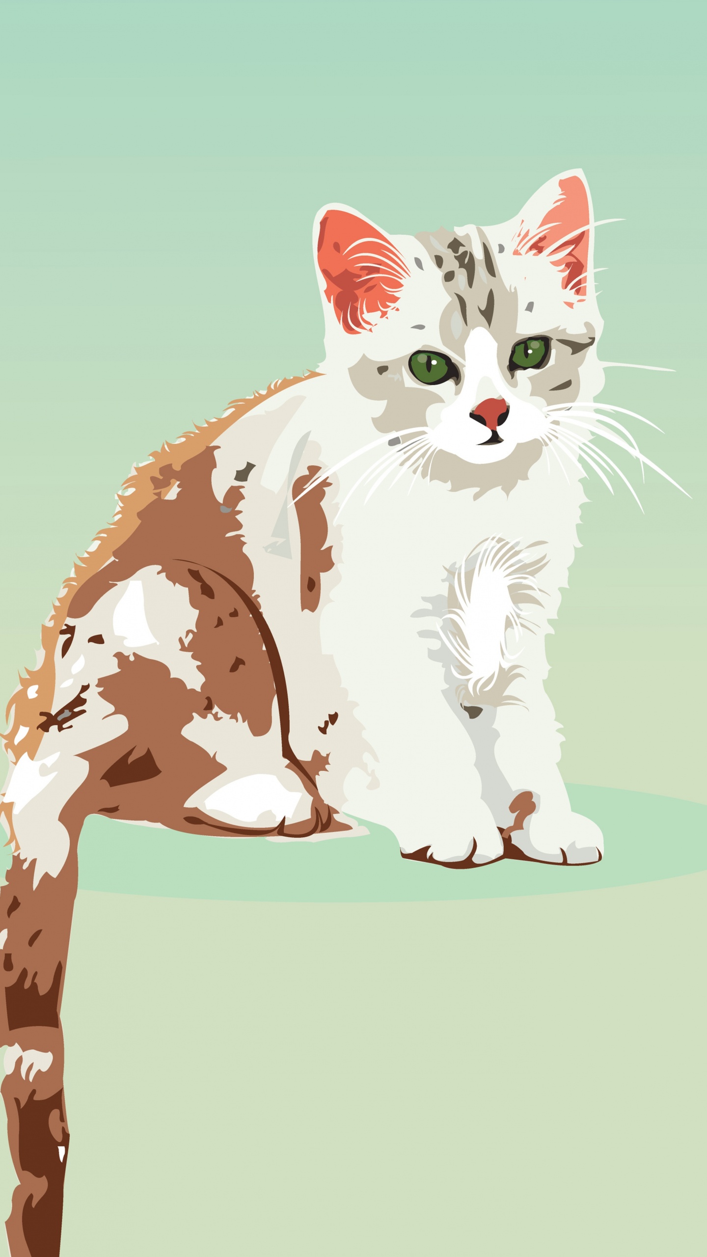 Обои кот, котенок, векторная графика, кошачьих, бакенбарды в разрешении 1440x2560