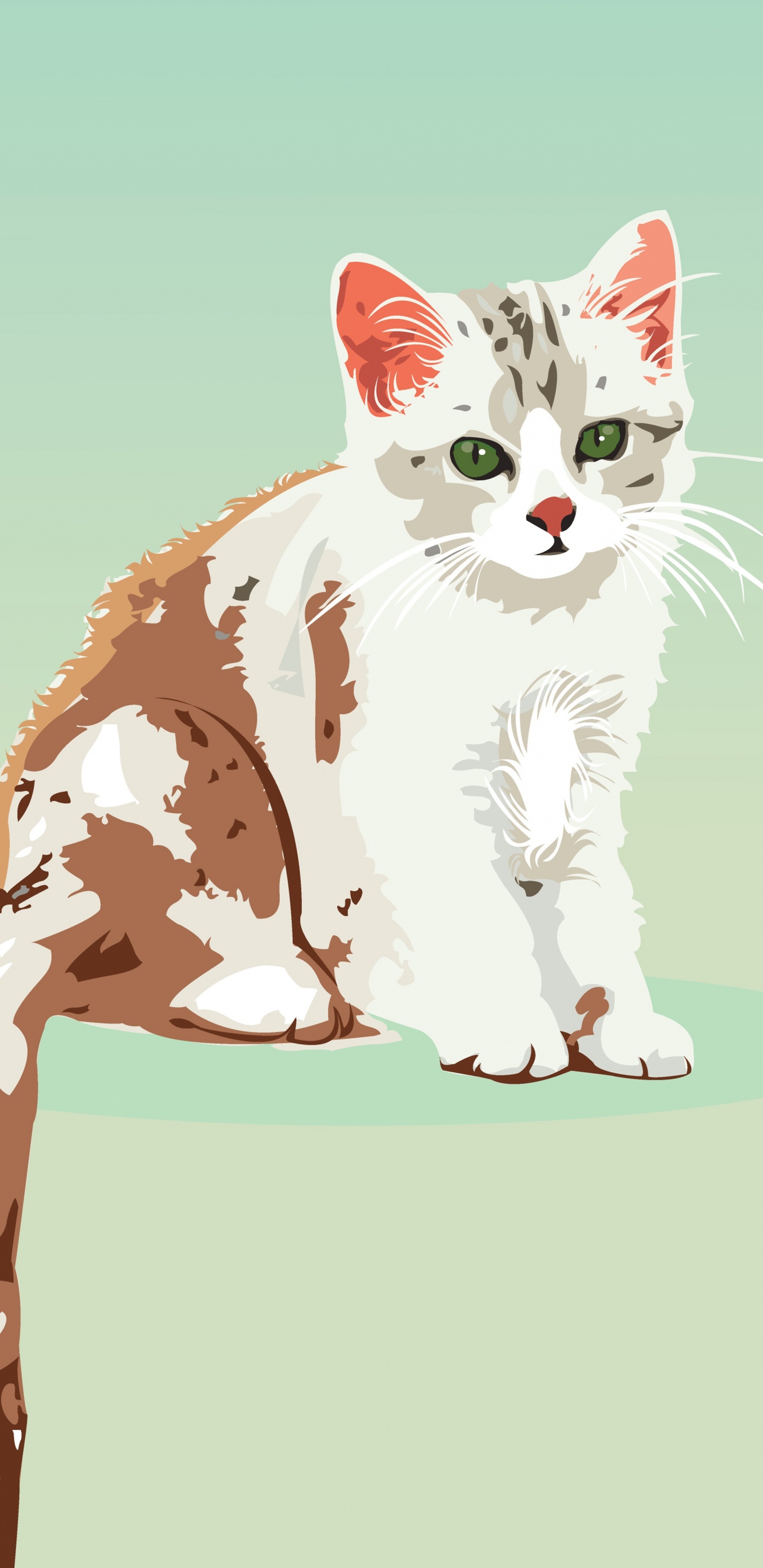 Обои кот, котенок, векторная графика, кошачьих, бакенбарды в разрешении 1440x2960