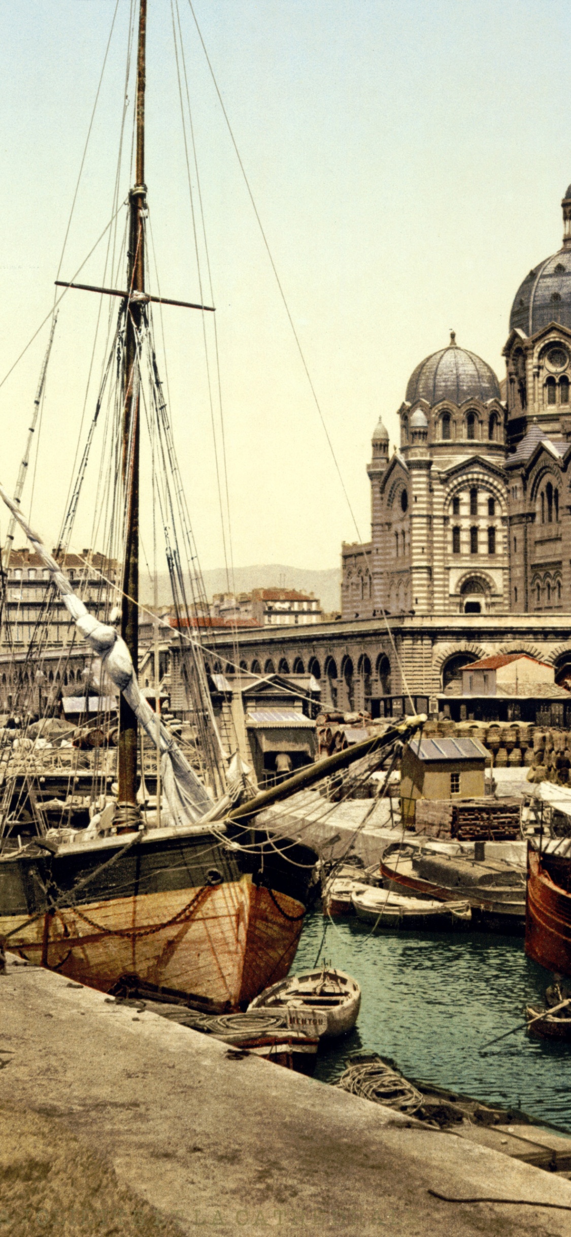 Обои гавань, водный путь, город, порт, судно в разрешении 1125x2436