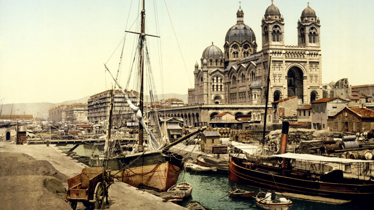 Обои гавань, водный путь, город, порт, судно в разрешении 1280x720