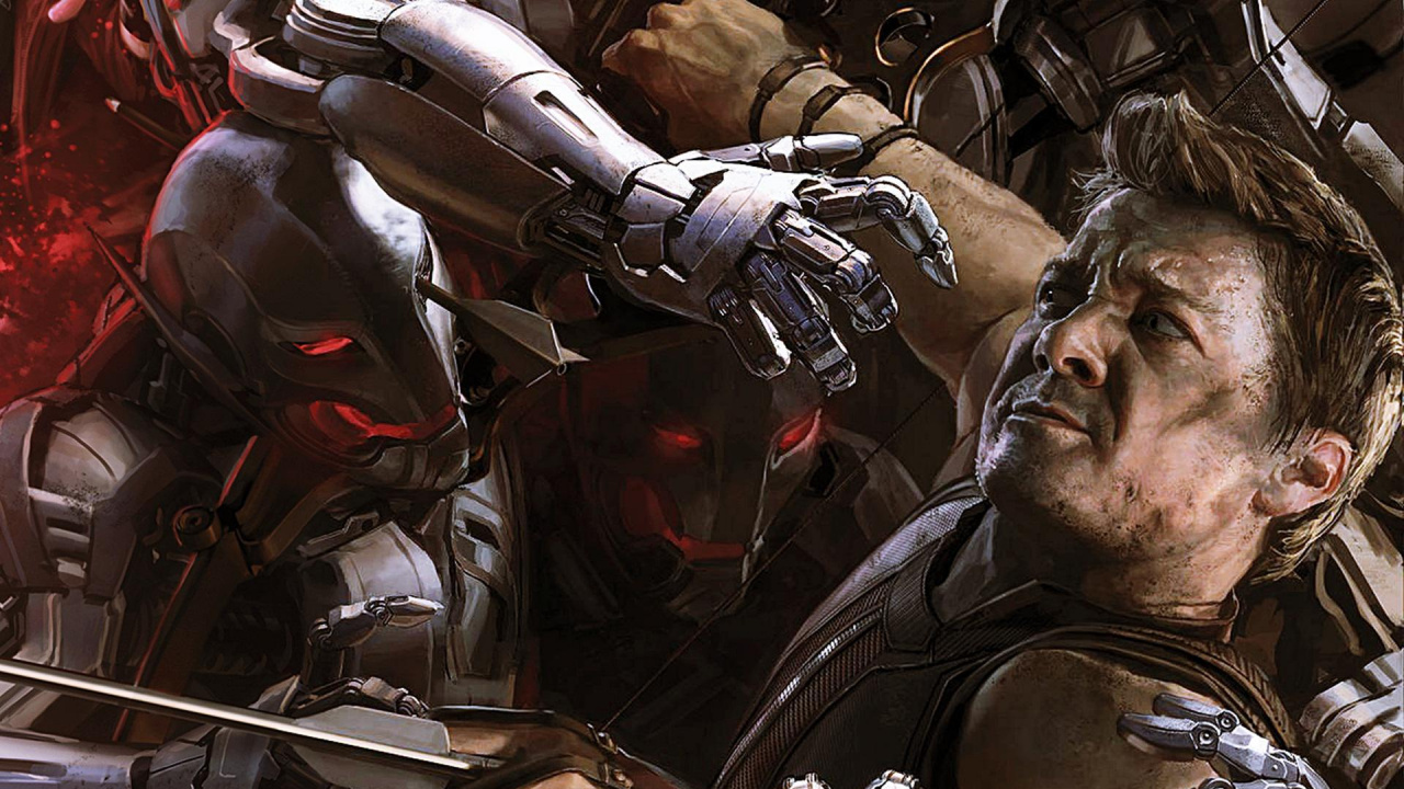 Обои Мстители эра альтрона, Клинт Бартон, видение, Альтрон, мститель в разрешении 1280x720