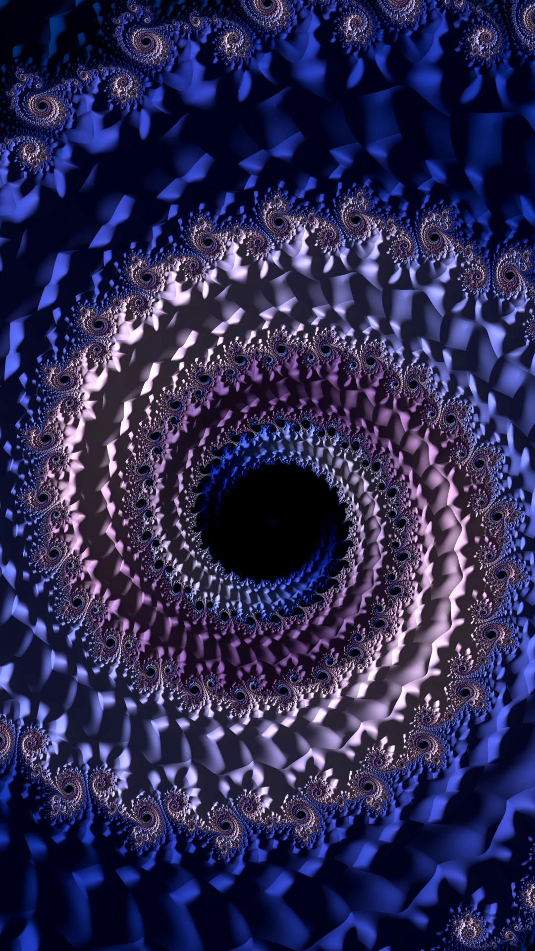 Обои синий, фрактальное искусство, арт, спираль, психоделическое искусство в разрешении 1080x1920