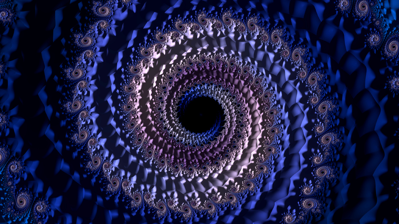 Обои синий, фрактальное искусство, арт, спираль, психоделическое искусство в разрешении 1280x720