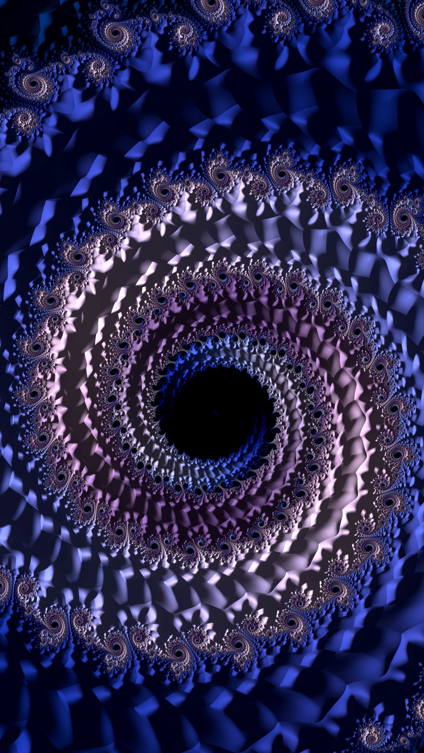 Обои синий, фрактальное искусство, арт, спираль, психоделическое искусство в разрешении 1440x2560