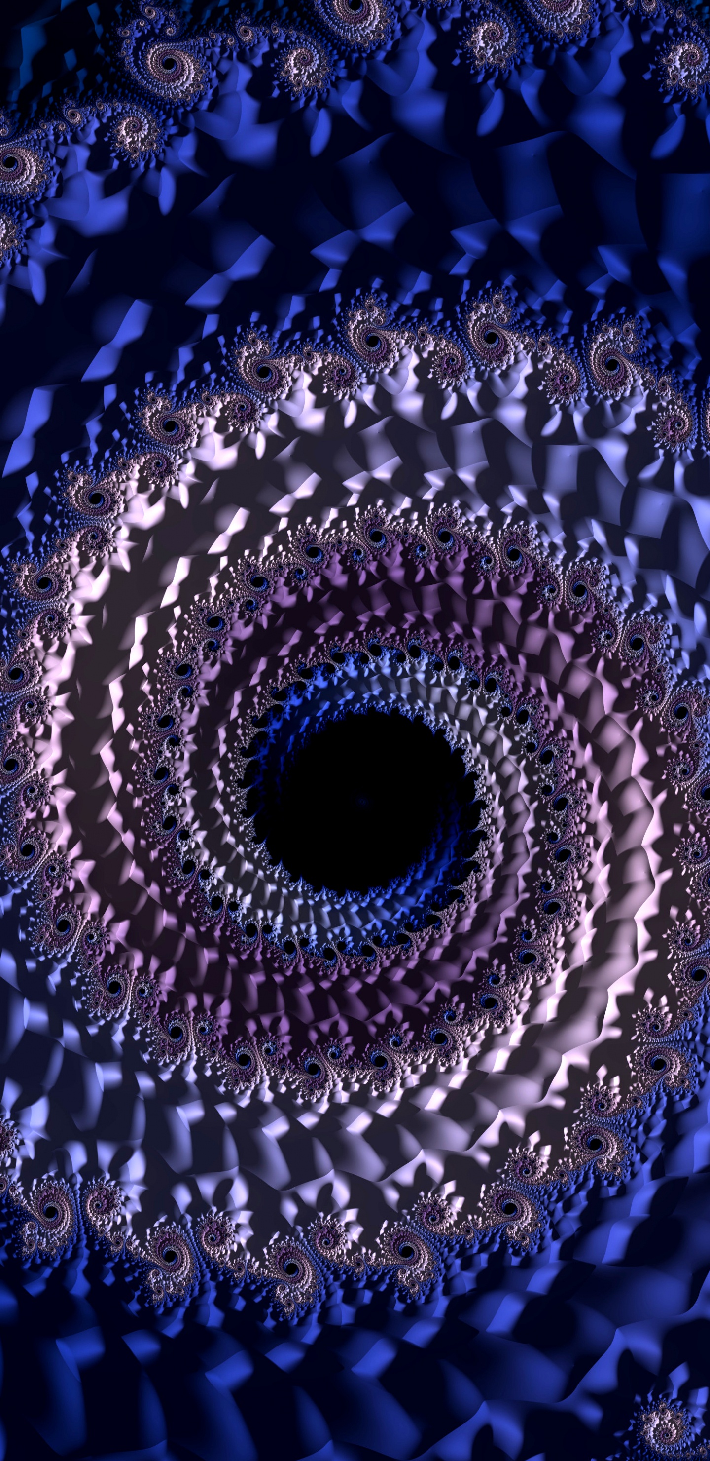 Обои синий, фрактальное искусство, арт, спираль, психоделическое искусство в разрешении 1440x2960