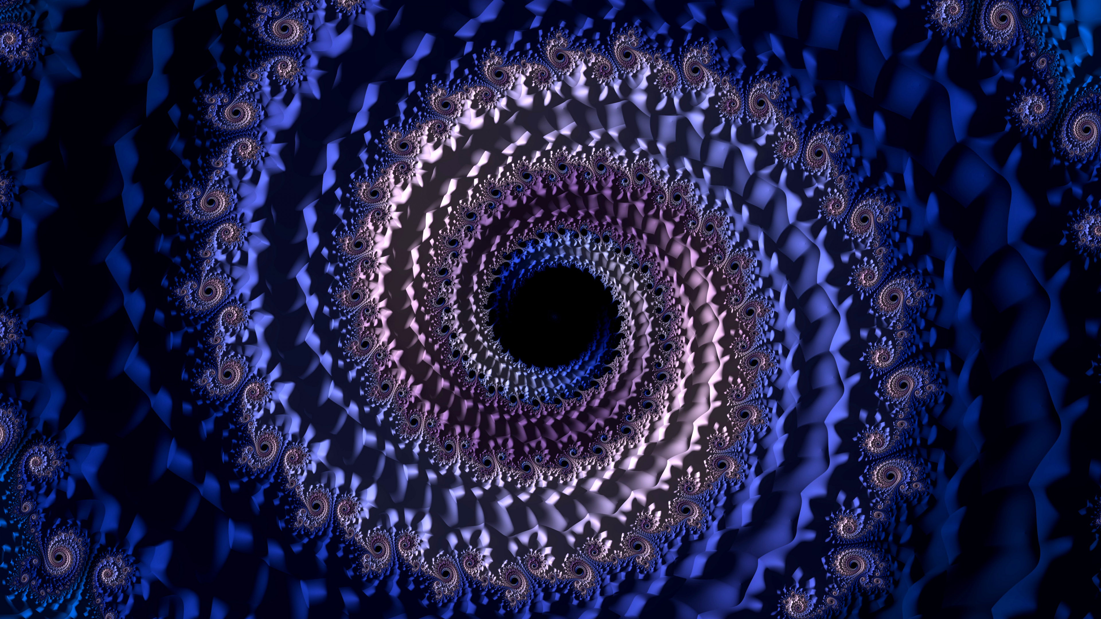 Обои синий, фрактальное искусство, арт, спираль, психоделическое искусство в разрешении 3840x2160