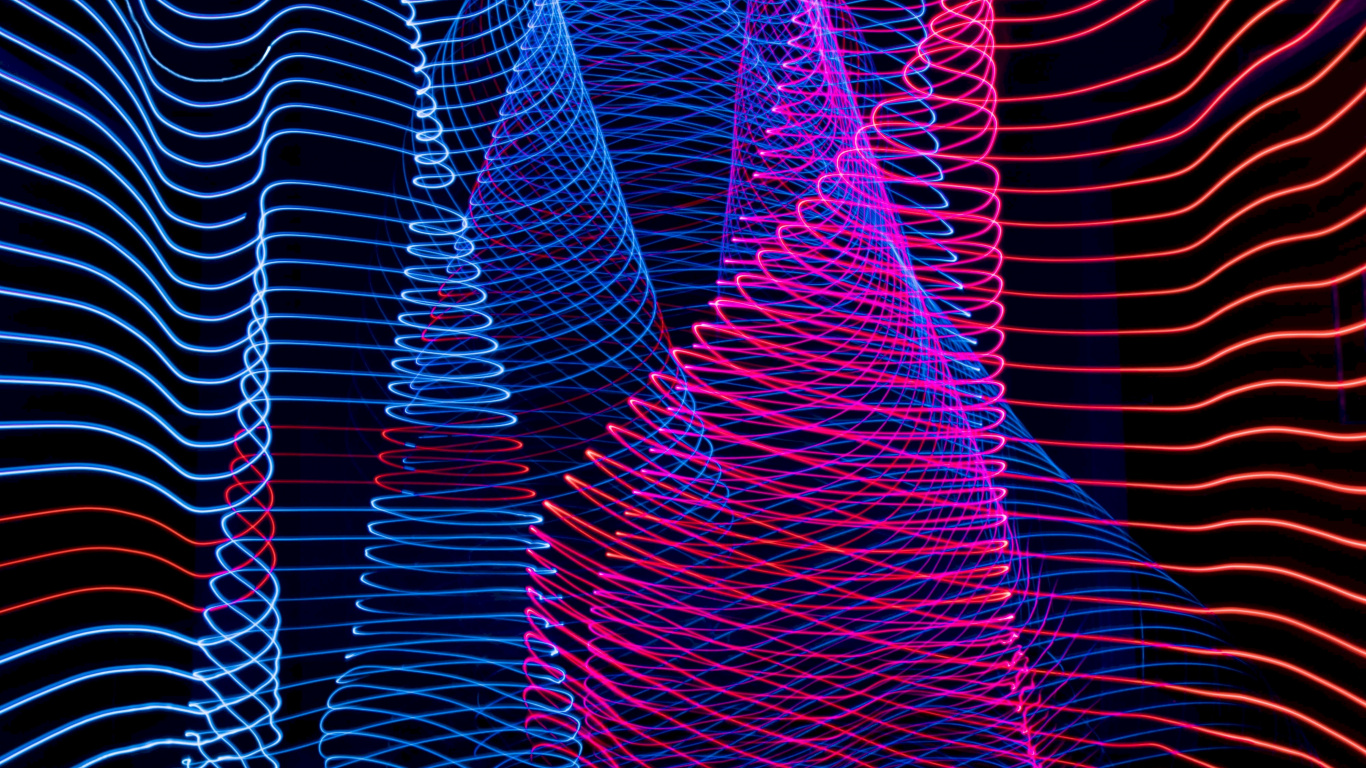 Обои синий, свет, пурпур, электрик, линия в разрешении 1366x768