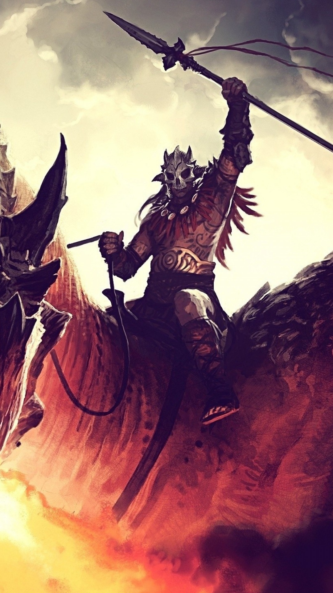Обои Драконий Всадник, дракон, легендарное существо, фэнтези, демон в разрешении 1080x1920