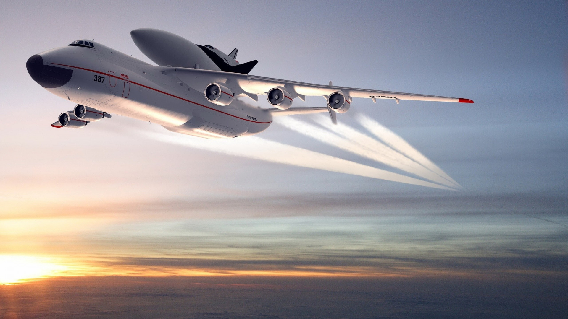 Обои самолеты, грузовой самолет, Антонов, Буран, авиация в разрешении 1920x1080