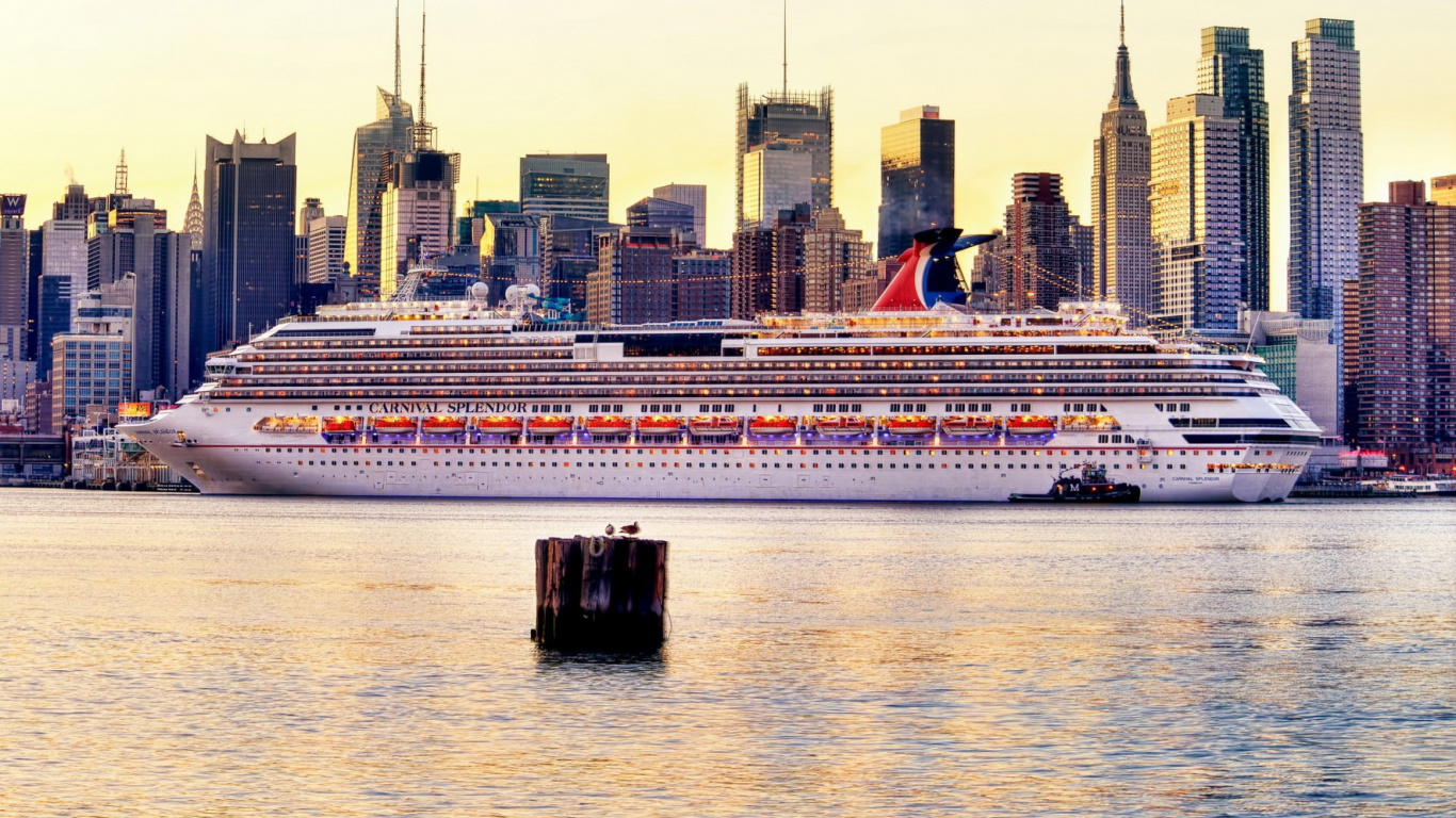 Обои круизное судно, корабль, Океанский лайнер, перевозка воды, пассажирское судно в разрешении 1366x768