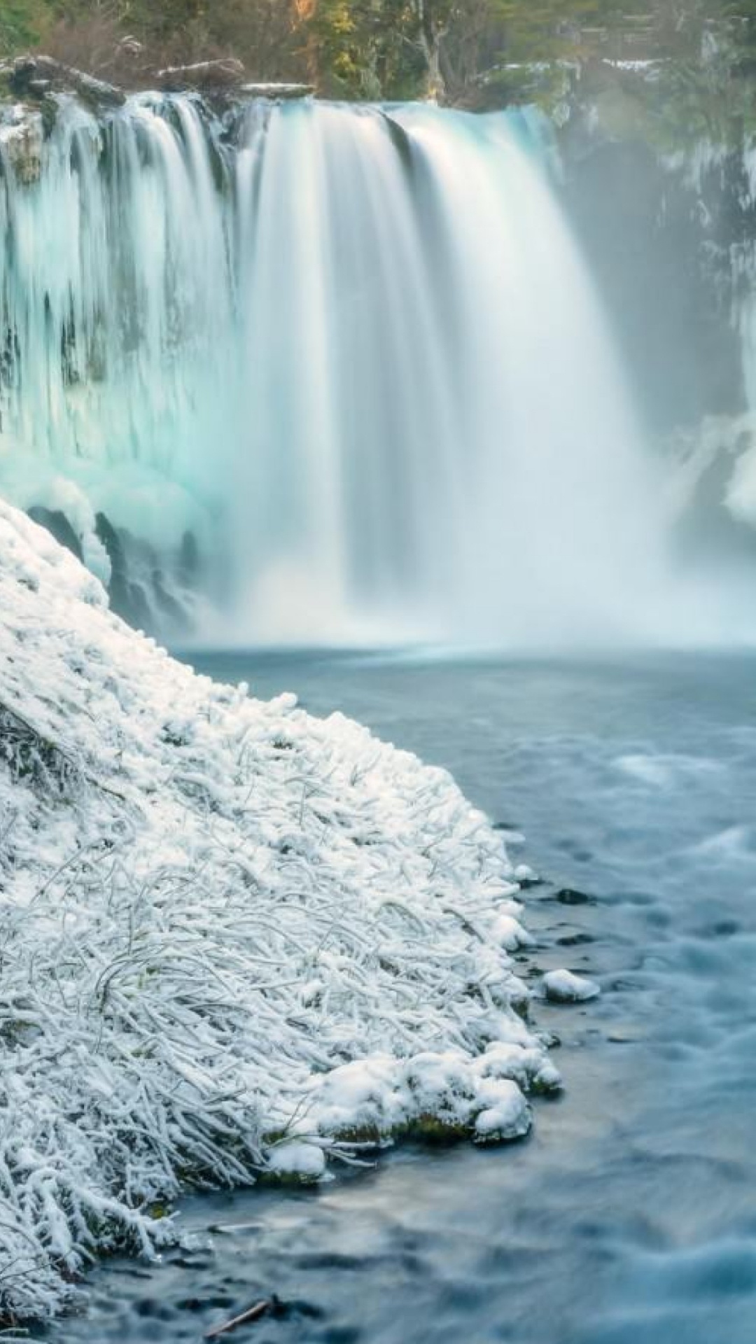 Обои водопад, зима, гидроресурсы, водоем, природа в разрешении 1080x1920