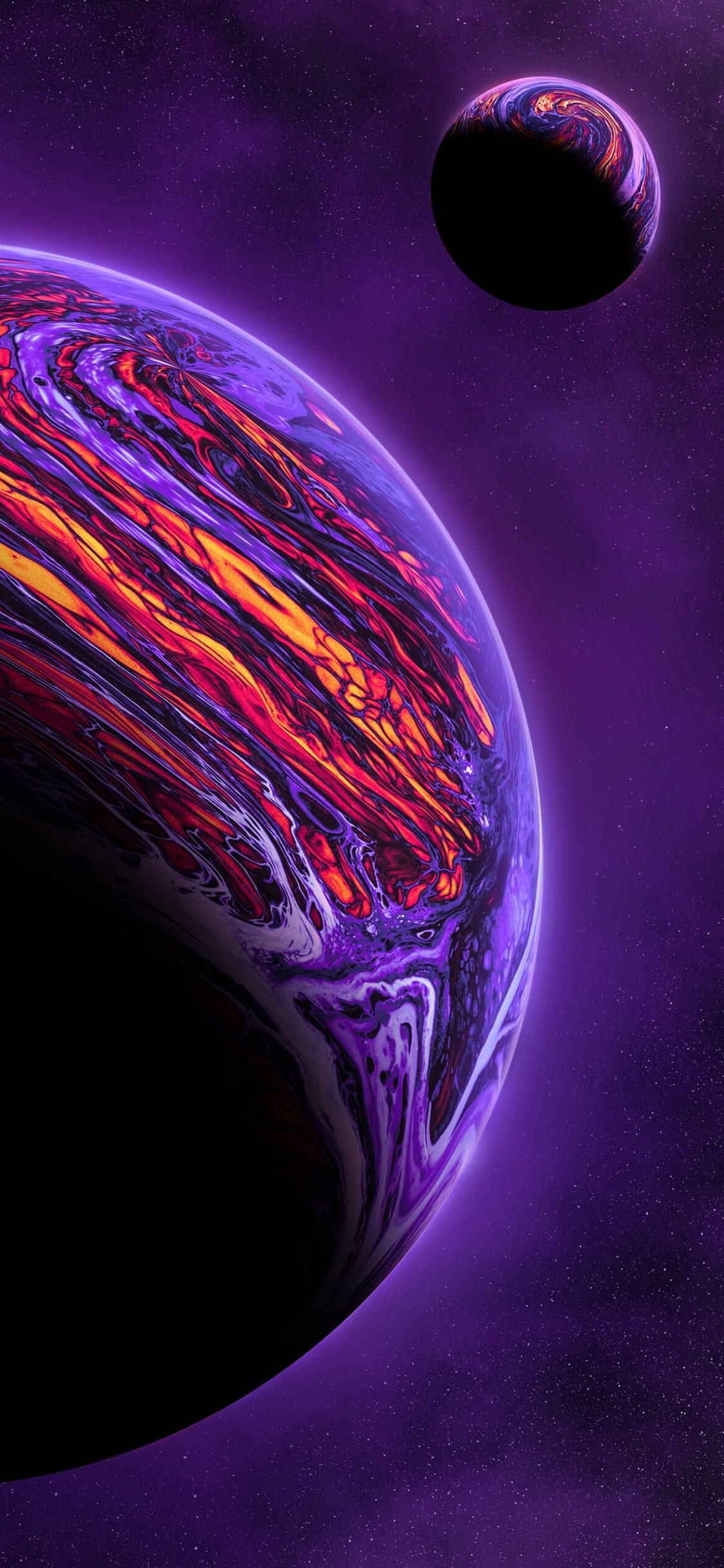 Обои планета, жидкий, пурпур, вода, жидкость в разрешении 1125x2436