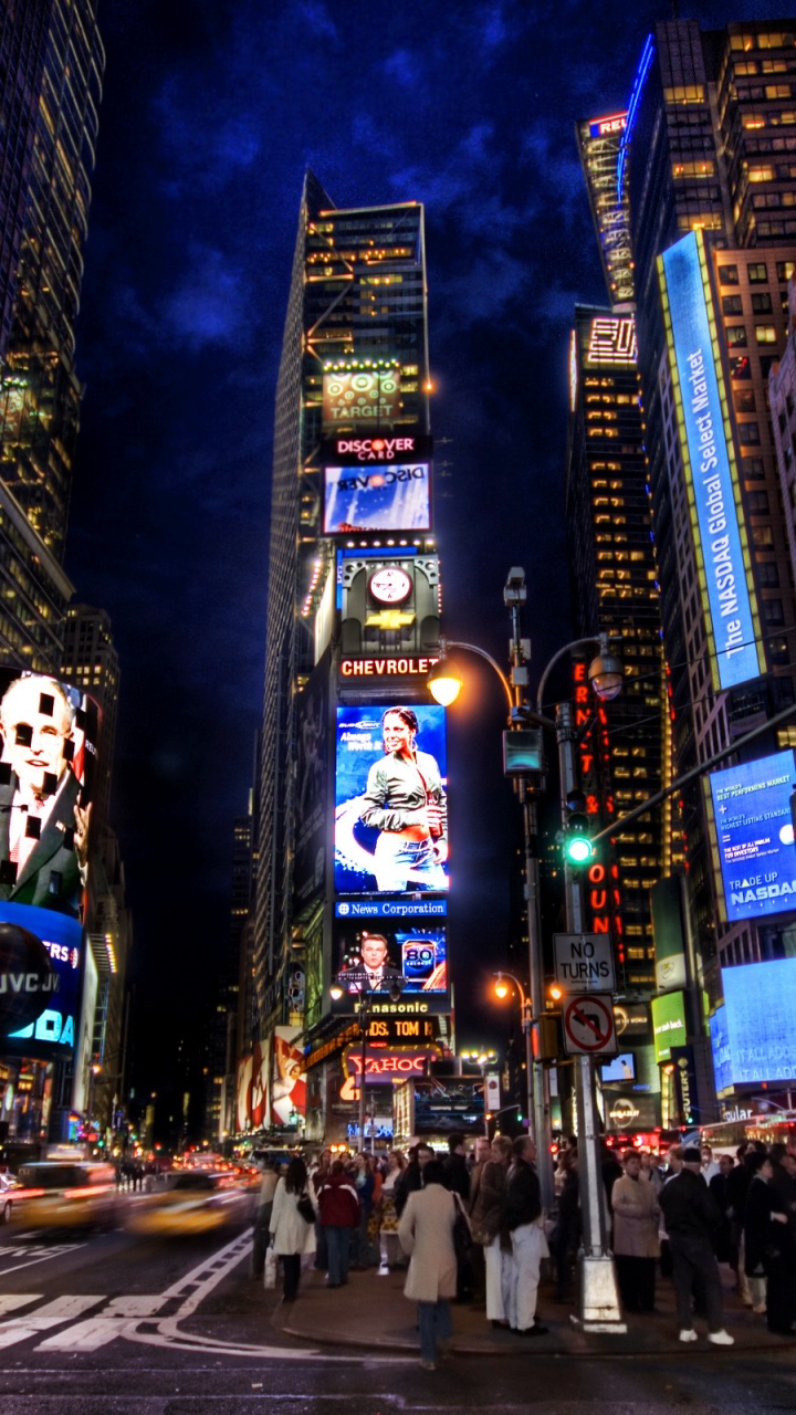 Обои таймсквер, Один Таймс-Сквер, метрополия, город, городской район в разрешении 720x1280
