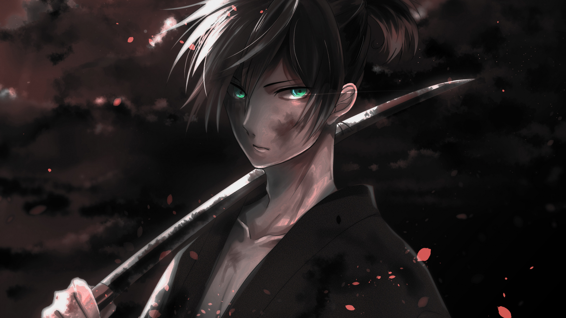 Обои Noragami, аниме, Ято, темнота, космос в разрешении 1920x1080