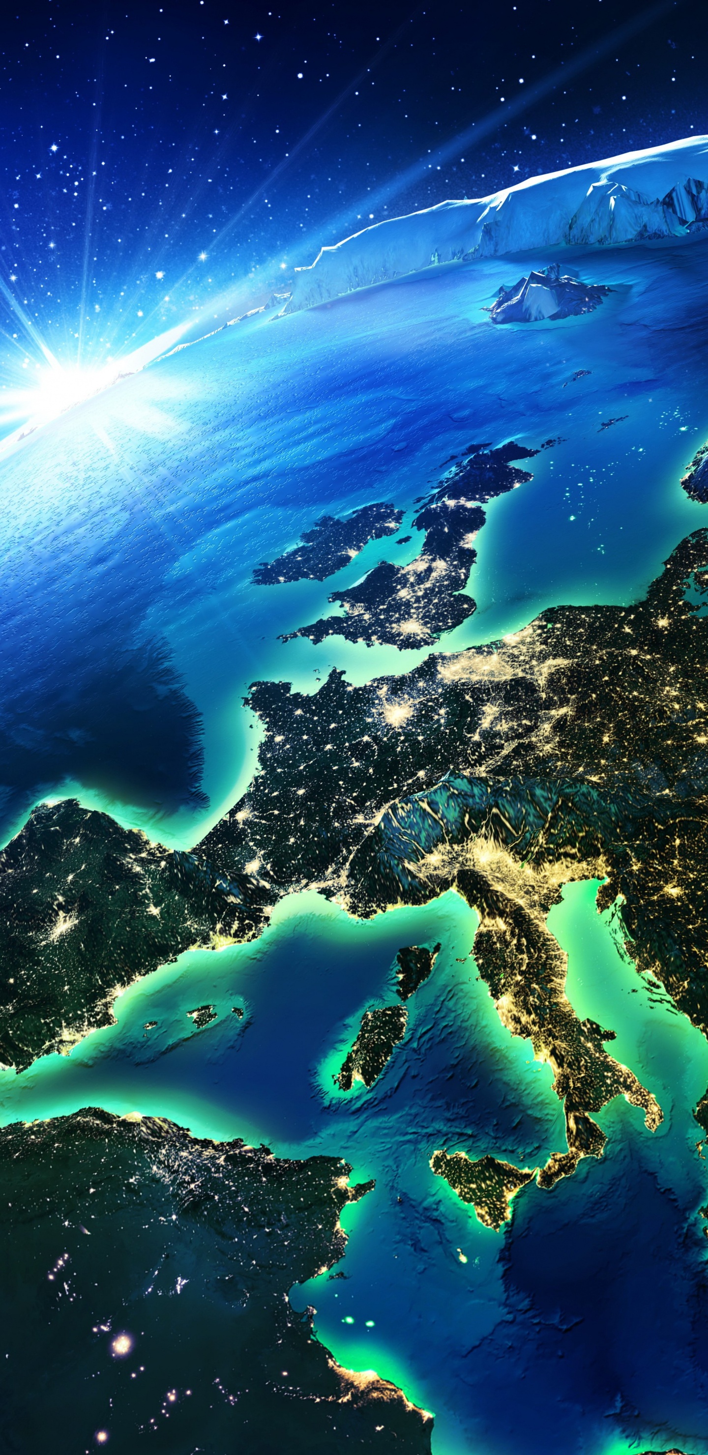 Обои земля, атмосфера, мир, вода, космос в разрешении 1440x2960