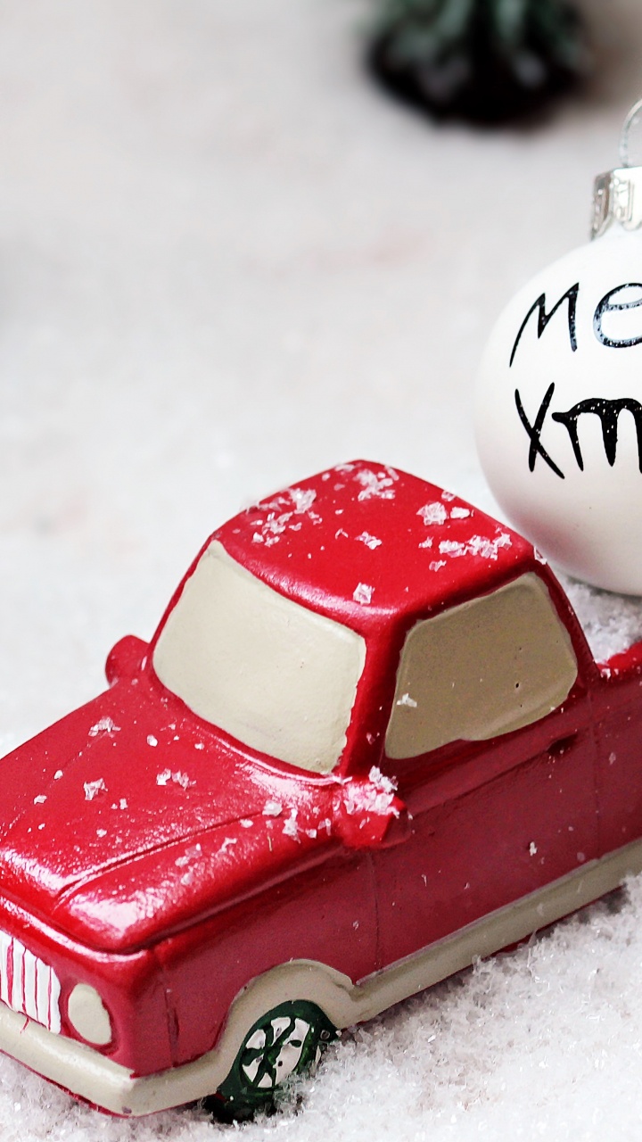 Обои авто, Рождественский день, рождественский орнамент, елка, красный цвет в разрешении 720x1280