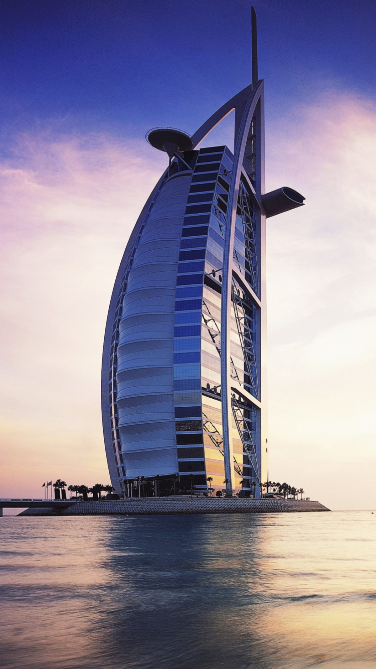 Обои Бурдж Аль араб, закат, горизонт, море, сюита в разрешении 750x1334