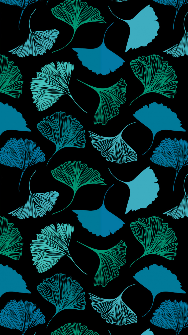 Обои амолед, OLED, волшебный гинкго, гинкго, лазурный в разрешении 750x1334