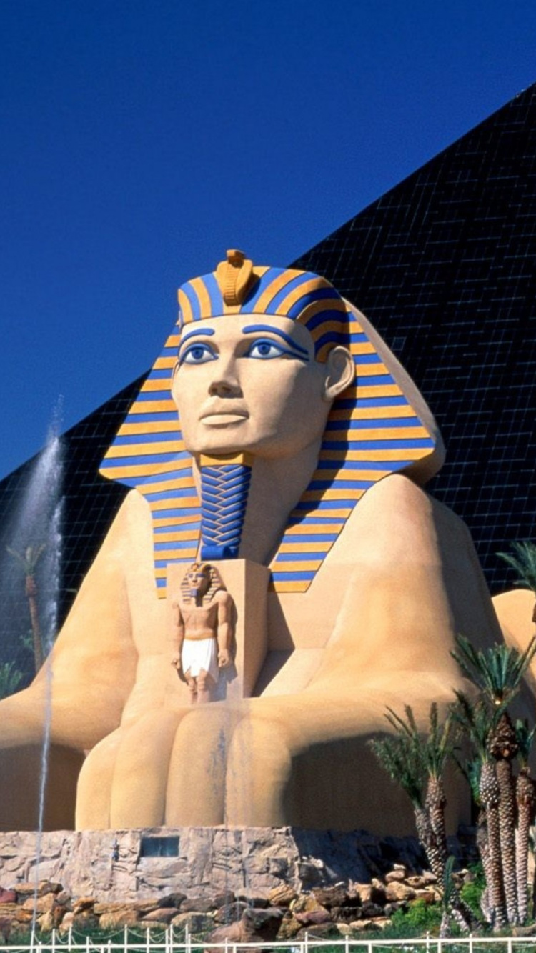 Обои Отель Казино Луксор, ориентир, статуя, памятник, скульптура в разрешении 750x1334