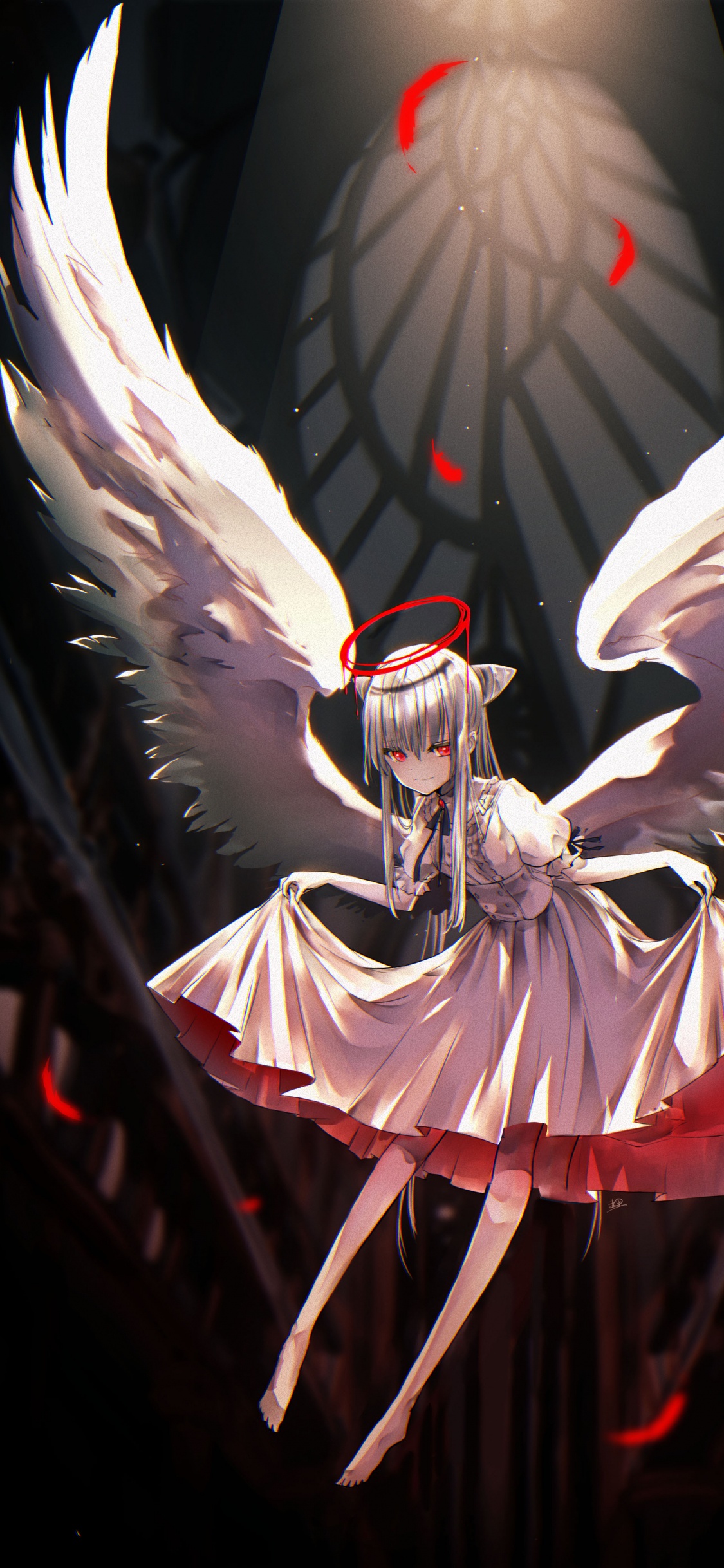 Обои мультфильм, арт, сверхъестественное существо, крыло, темнота в разрешении 1125x2436